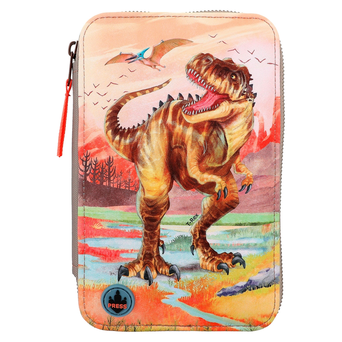 Dino World Trippel Penalhus m/ LED, khaki