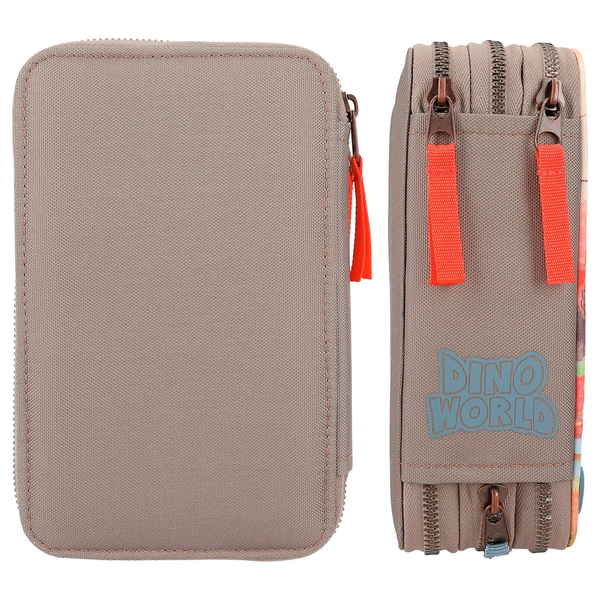 Dino World Trippel Penalhus m/ LED, khaki