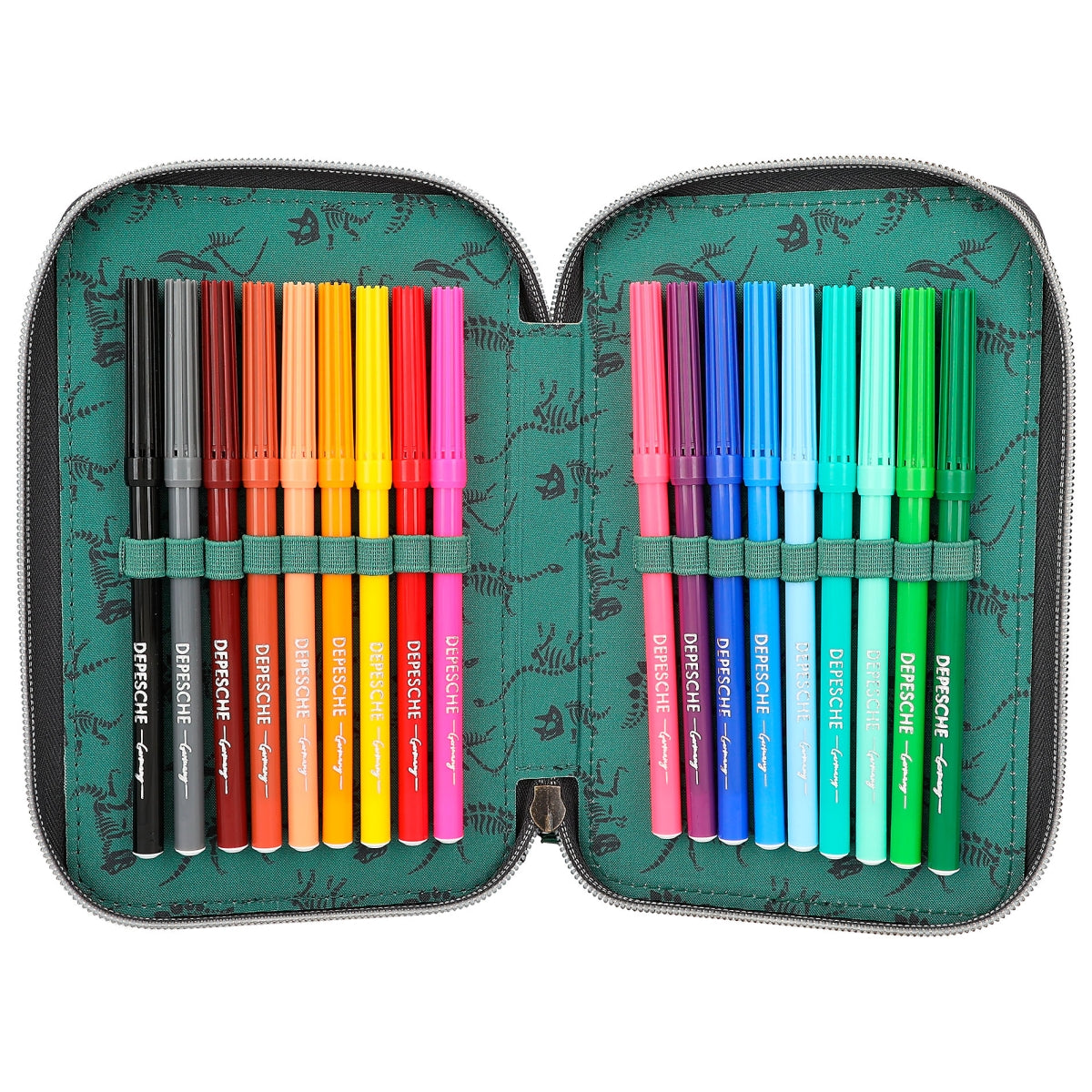 Dino World Trippel Penalhus m/ LED, mørkeblå