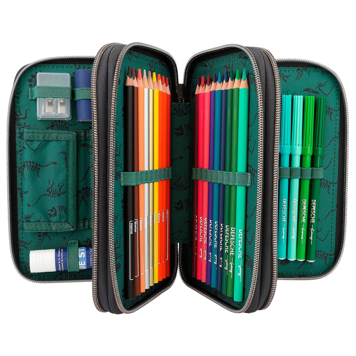 Dino World Trippel Penalhus m/ LED, mørkeblå